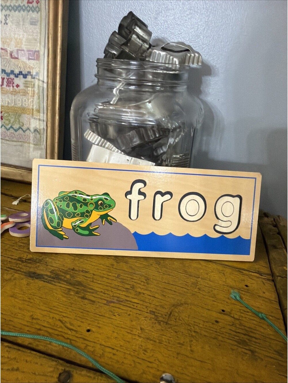 Vintage Wood Frog Childrens Pull Toy And Wood Frog puzzle - Picture 8 of 10